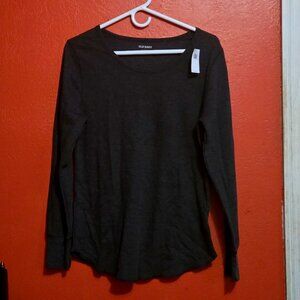 Old Navy Thermal Long‑Sleeve Shirt – Dark Gray – Women’s Large